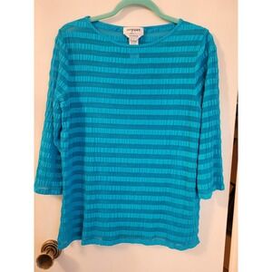 Easy Spirit Womens Medium M Top Stretch Turquoise Cute Travel Activewear